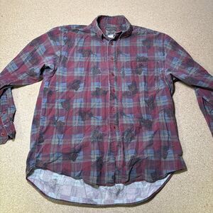 Vtg Wrangler Ruggedwear Shirt Men’s Large Western Pinecone Rodeo Brushpopper